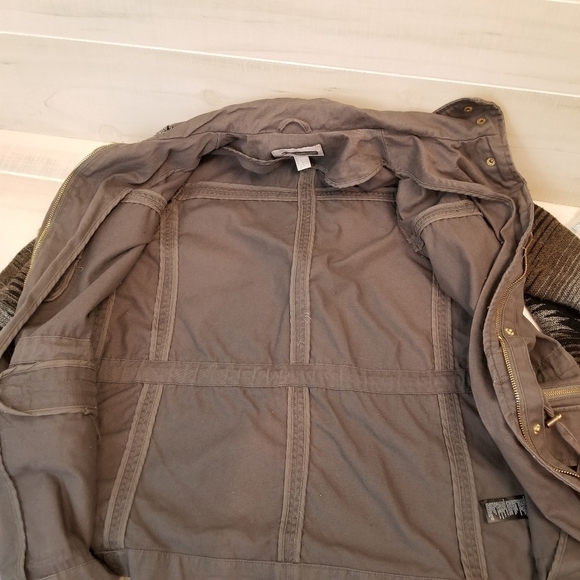 {S} Forever 21 Military Jacket Woven Pattern Sleeves - Picture 7 of 9